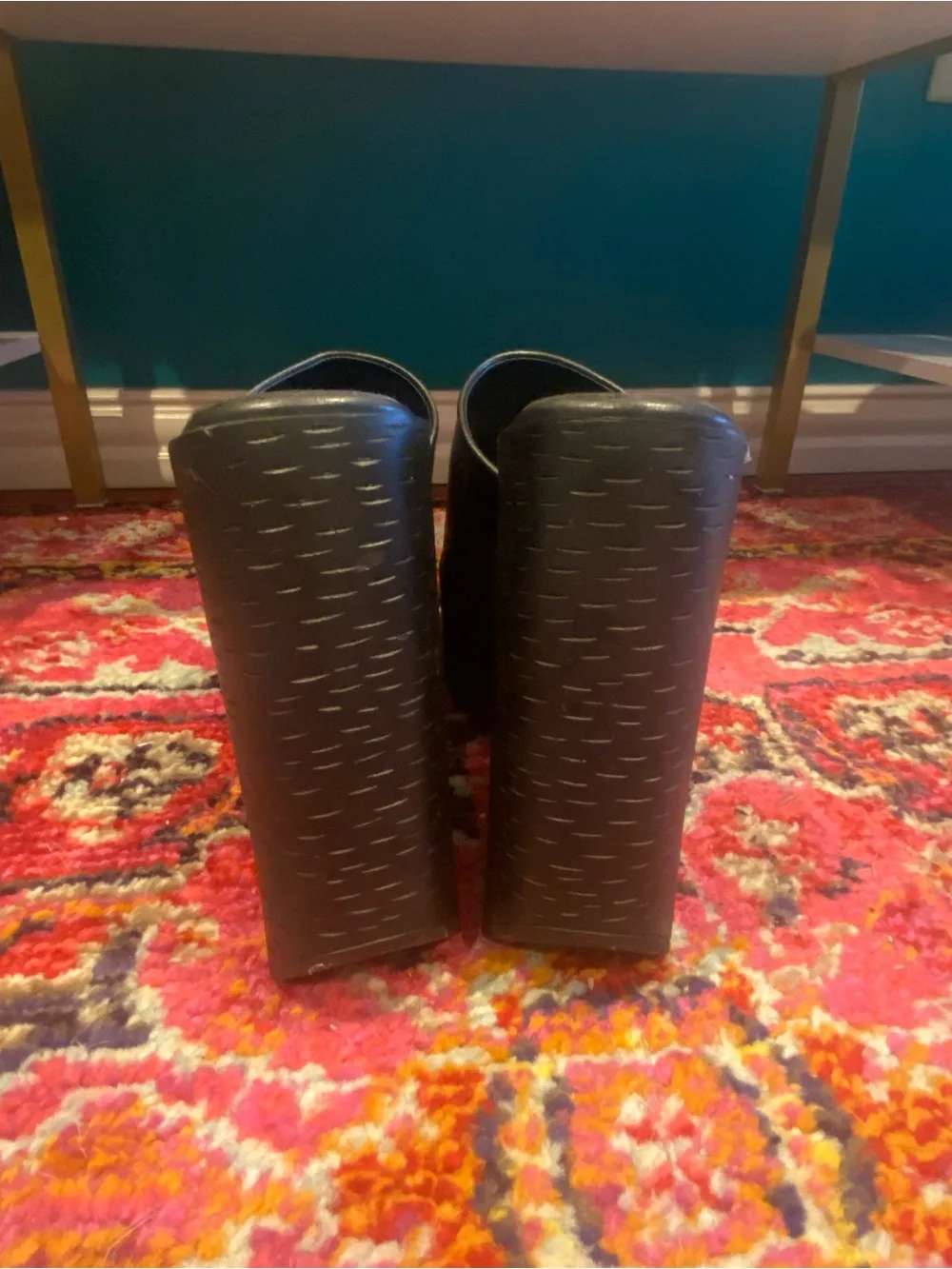 Black Star-Cut Wedge Slide Mule - size 11